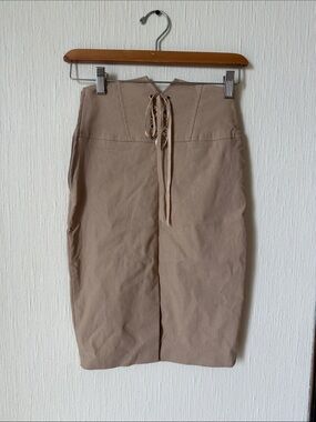 Have Taupe Lace-Up High-Waist Pencil Skirt